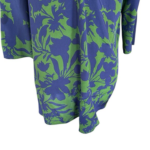 Max Mara Silk Tunic Top Womens Size 4 Blue Green Floral Designer Luxury Timeless - Picture 7 of 13